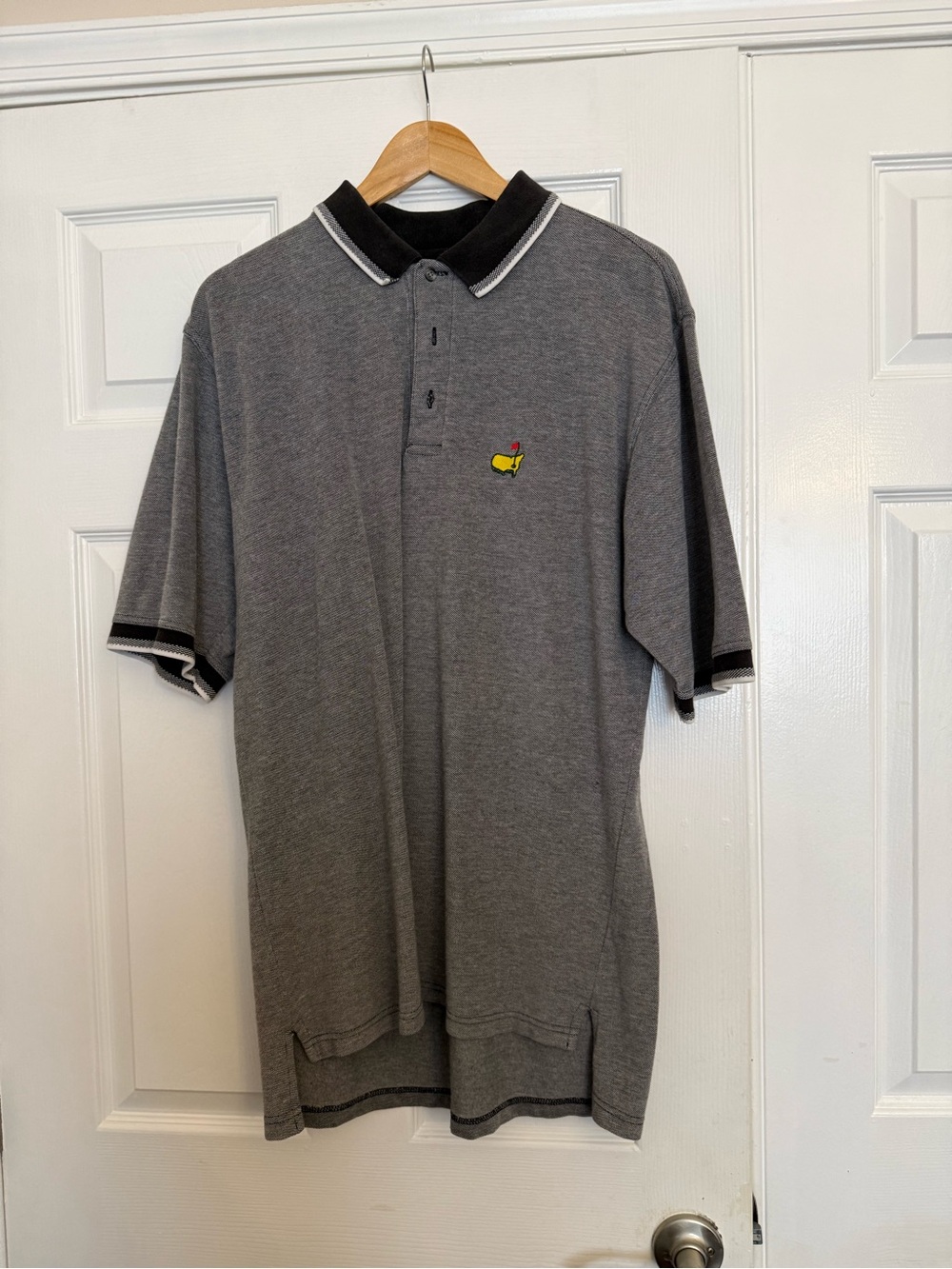Slazenger Gray Polo with Black Trim and Small Yellow Logo